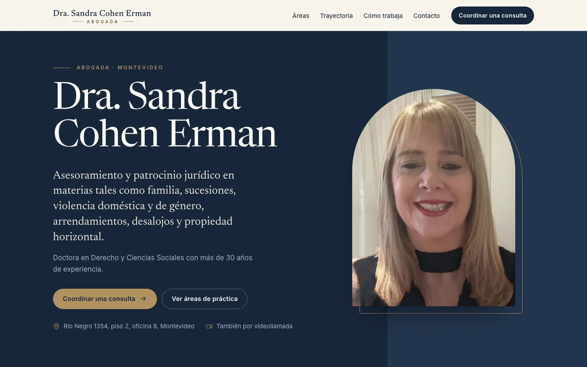 Página web de Dra. Sandra Cohen Erman, diseñada por Ábaco