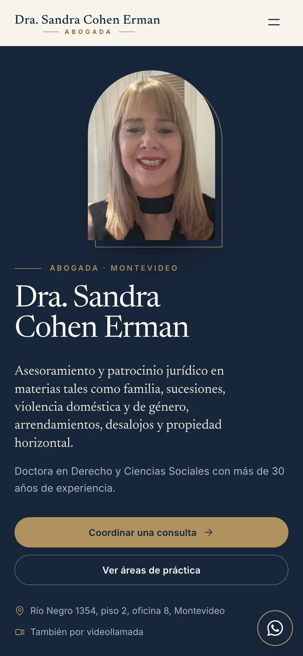 Página web de Dra. Sandra Cohen Erman en el celular